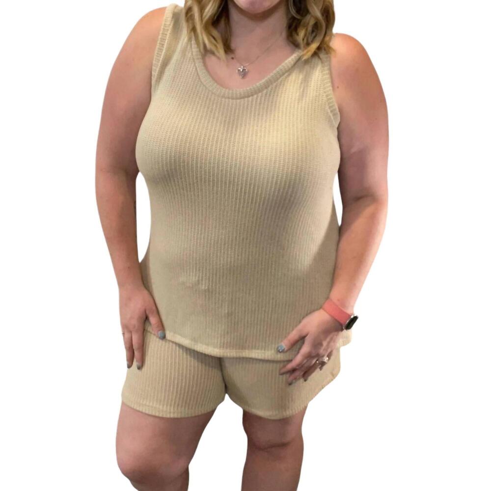NEW BLUMIN scoopneck pocket short lounge set in stone